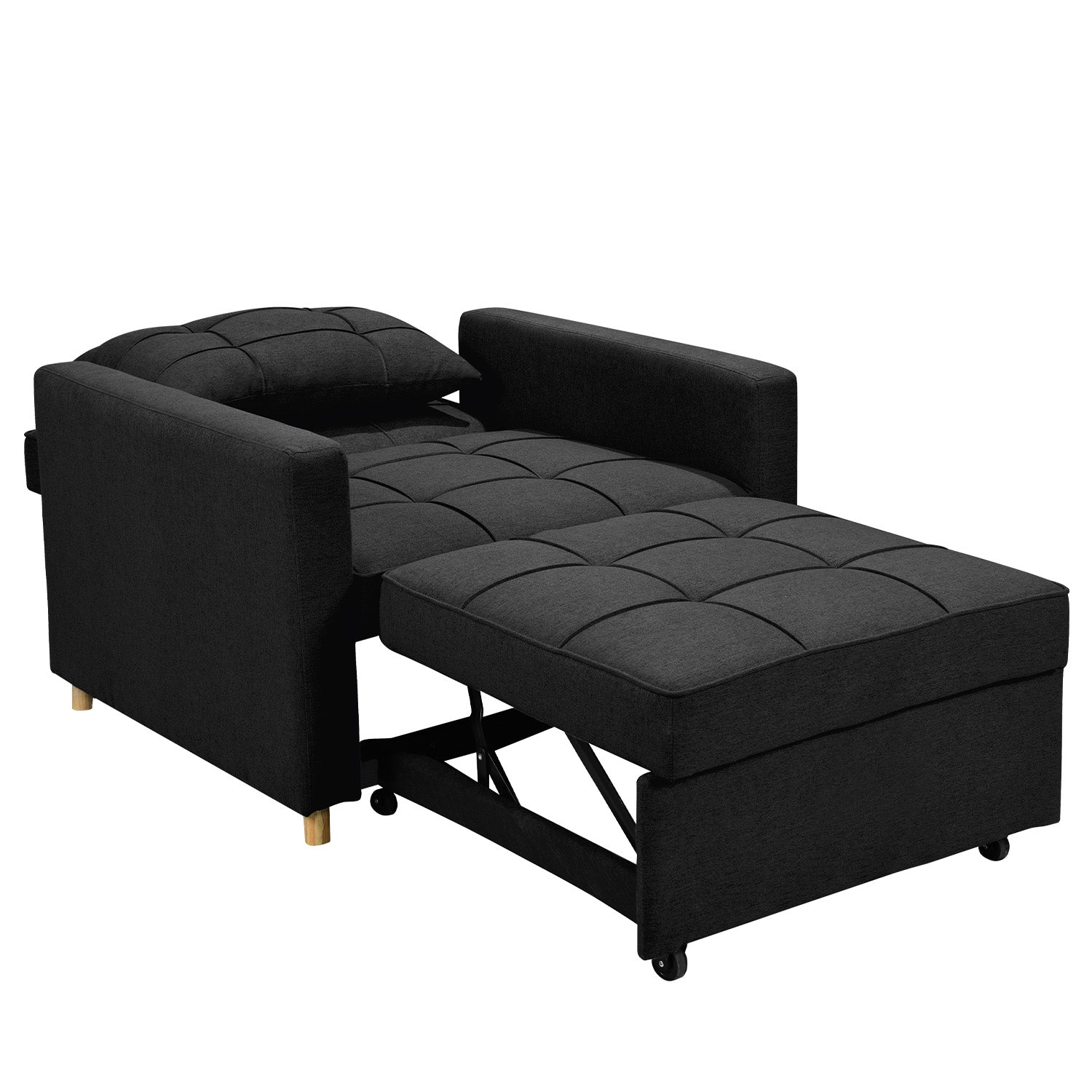 Arm Chairs & Recliners: Sarantino Suri 3-in-1 Convertible Lounge Chair Bed - Black