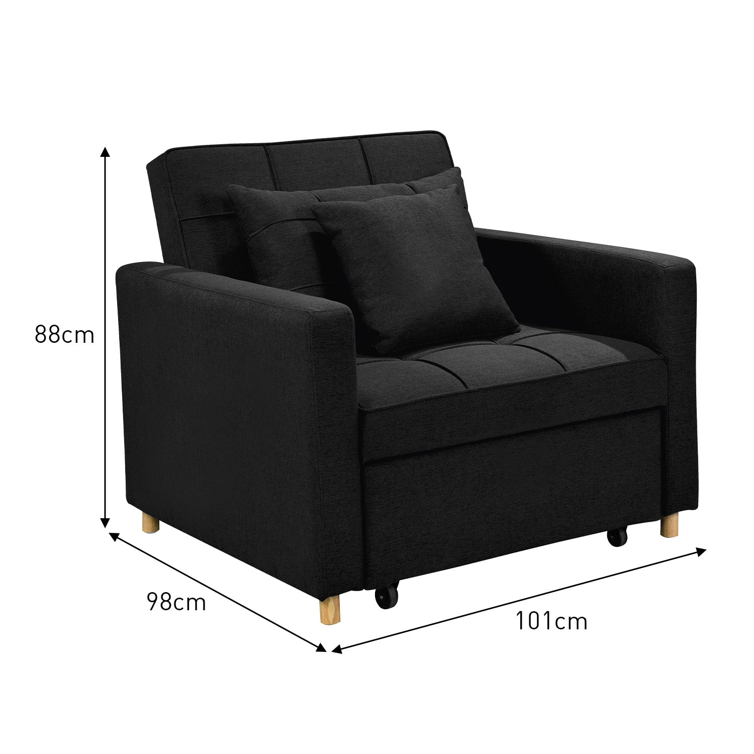 Arm Chairs & Recliners: Sarantino Suri 3-in-1 Convertible Lounge Chair Bed - Black