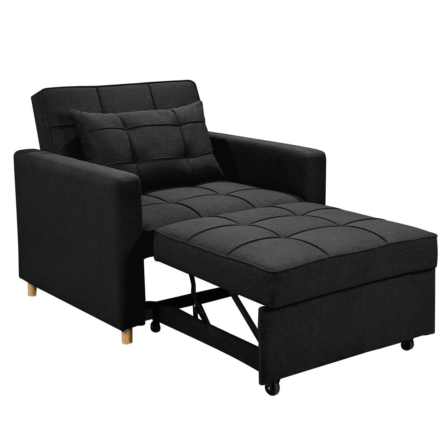 Arm Chairs & Recliners: Sarantino Suri 3-in-1 Convertible Lounge Chair Bed - Black