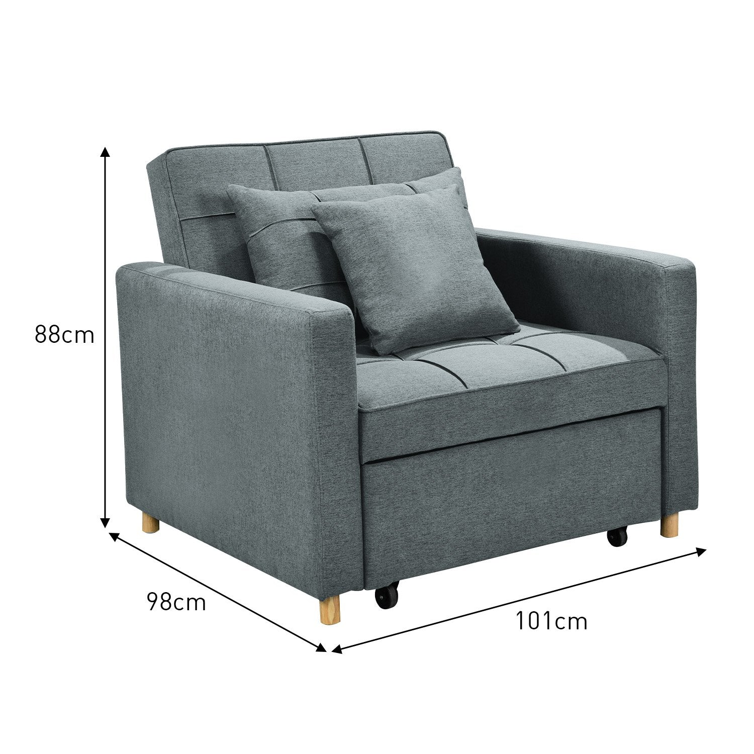 Arm Chairs & Recliners: Sarantino Suri 3-in-1 Convertible Sofa Chair Bed -  Airforce Blue