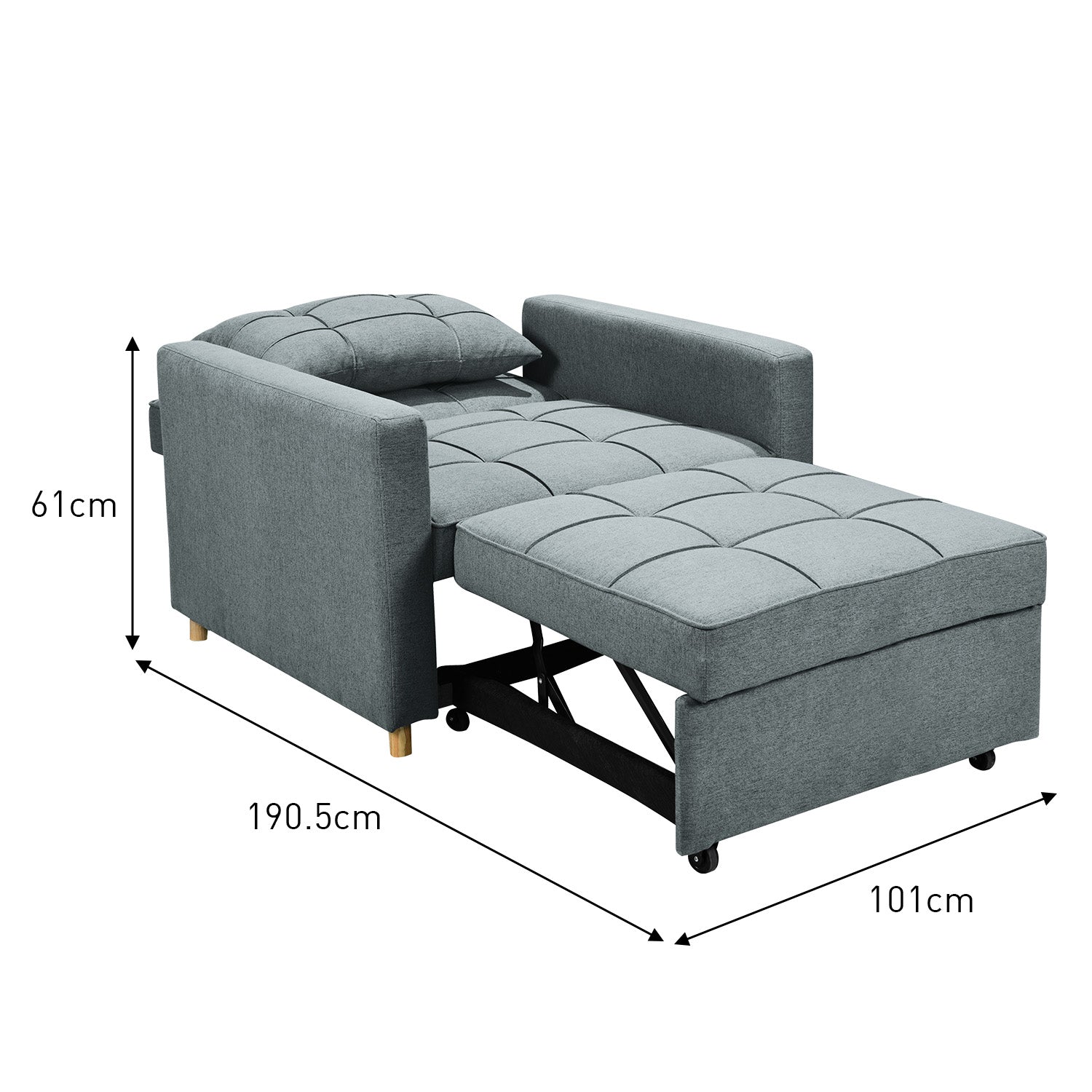 Arm Chairs & Recliners: Sarantino Suri 3-in-1 Convertible Sofa Chair Bed -  Airforce Blue