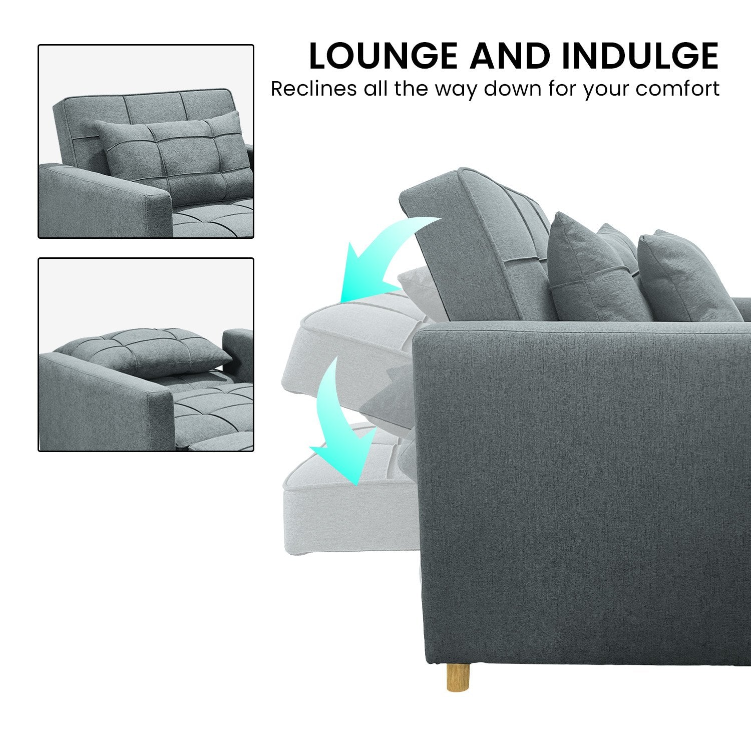 Arm Chairs & Recliners: Sarantino Suri 3-in-1 Convertible Sofa Chair Bed -  Airforce Blue