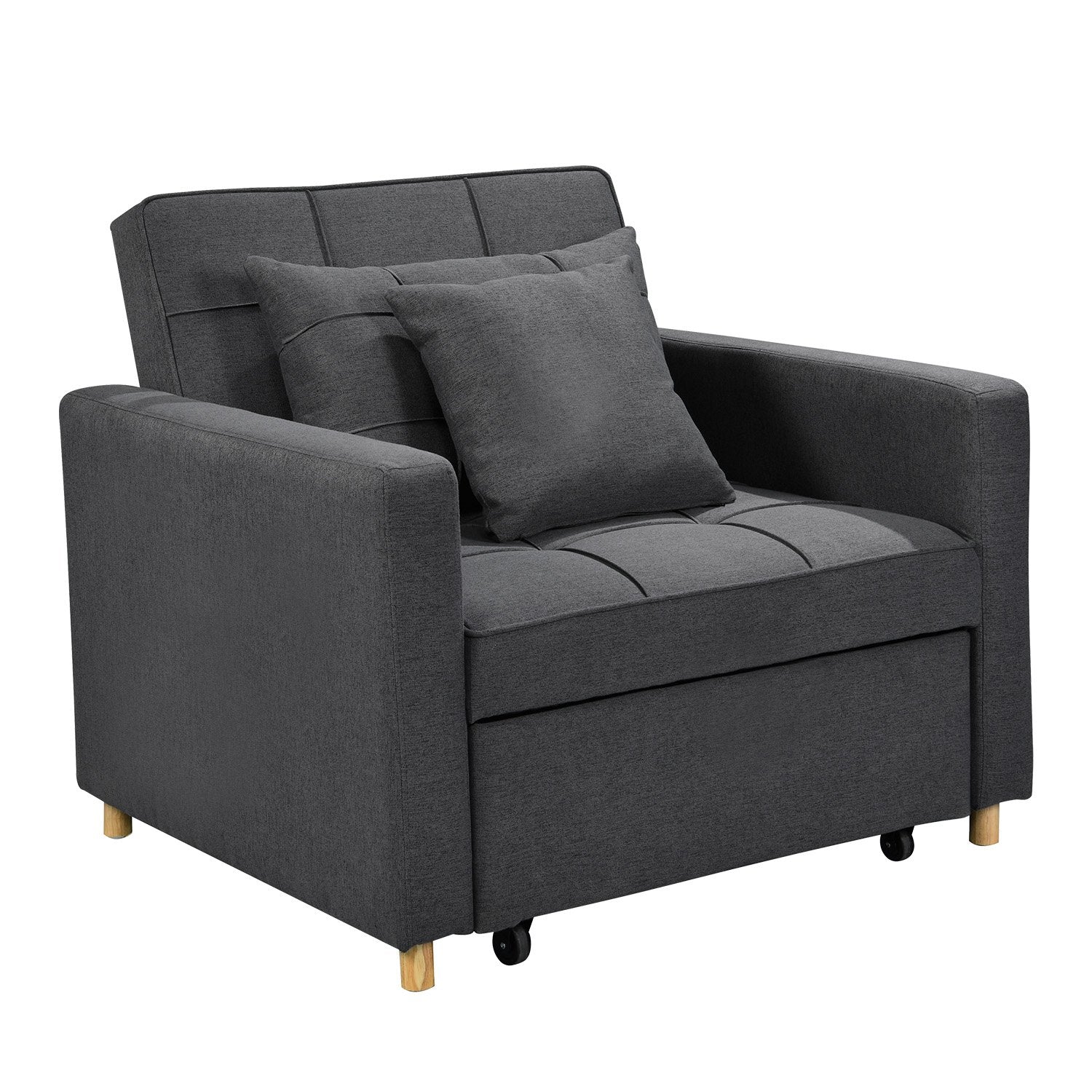 Arm Chairs & Recliners: Sarantino Suri 3-in-1 Convertible Lounge Chair Bed - Dark Grey