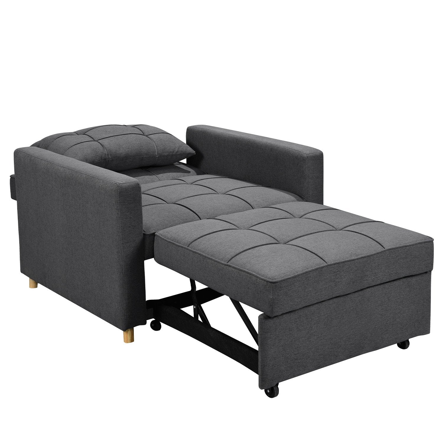Arm Chairs & Recliners: Sarantino Suri 3-in-1 Convertible Lounge Chair Bed - Dark Grey
