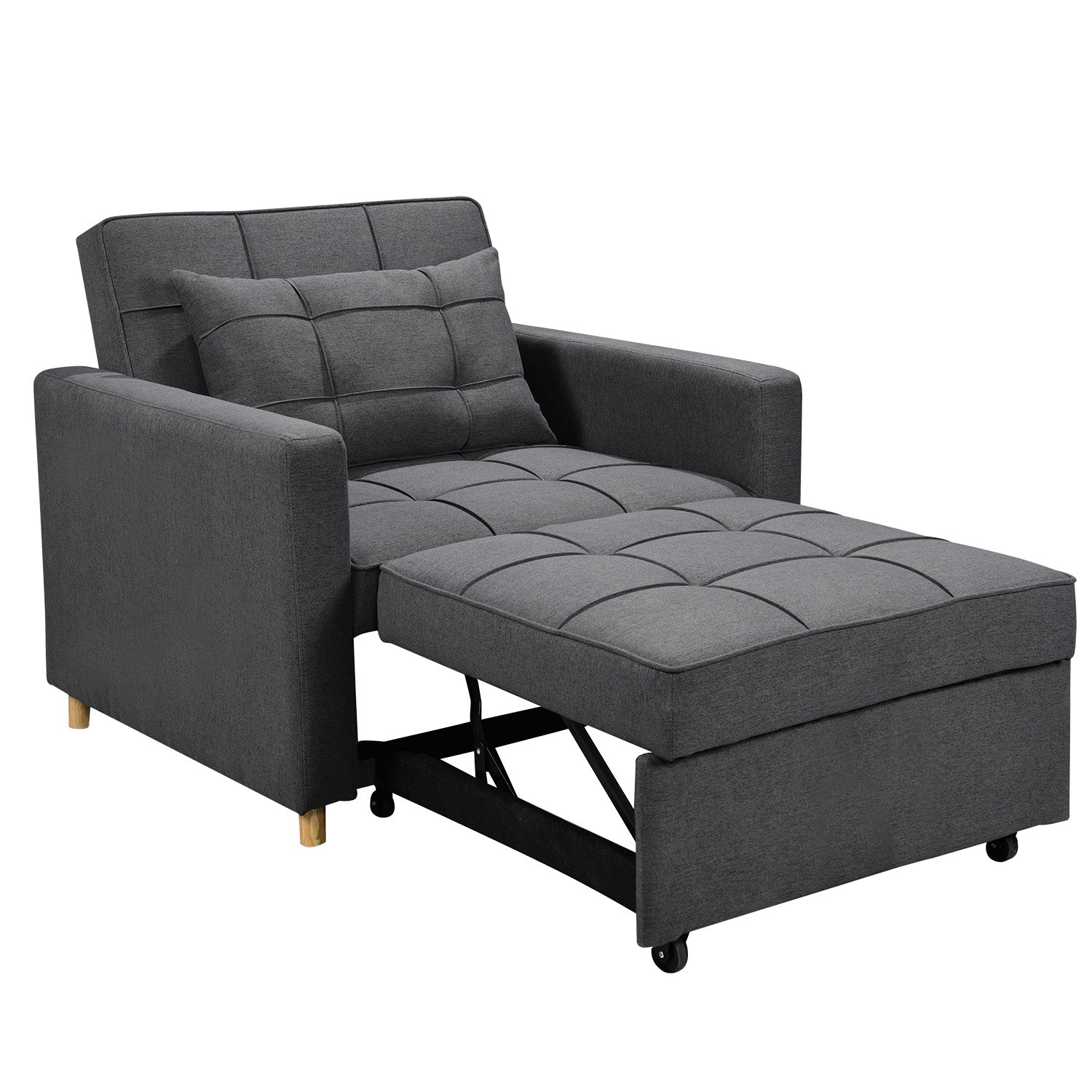 Arm Chairs & Recliners: Sarantino Suri 3-in-1 Convertible Lounge Chair Bed - Dark Grey
