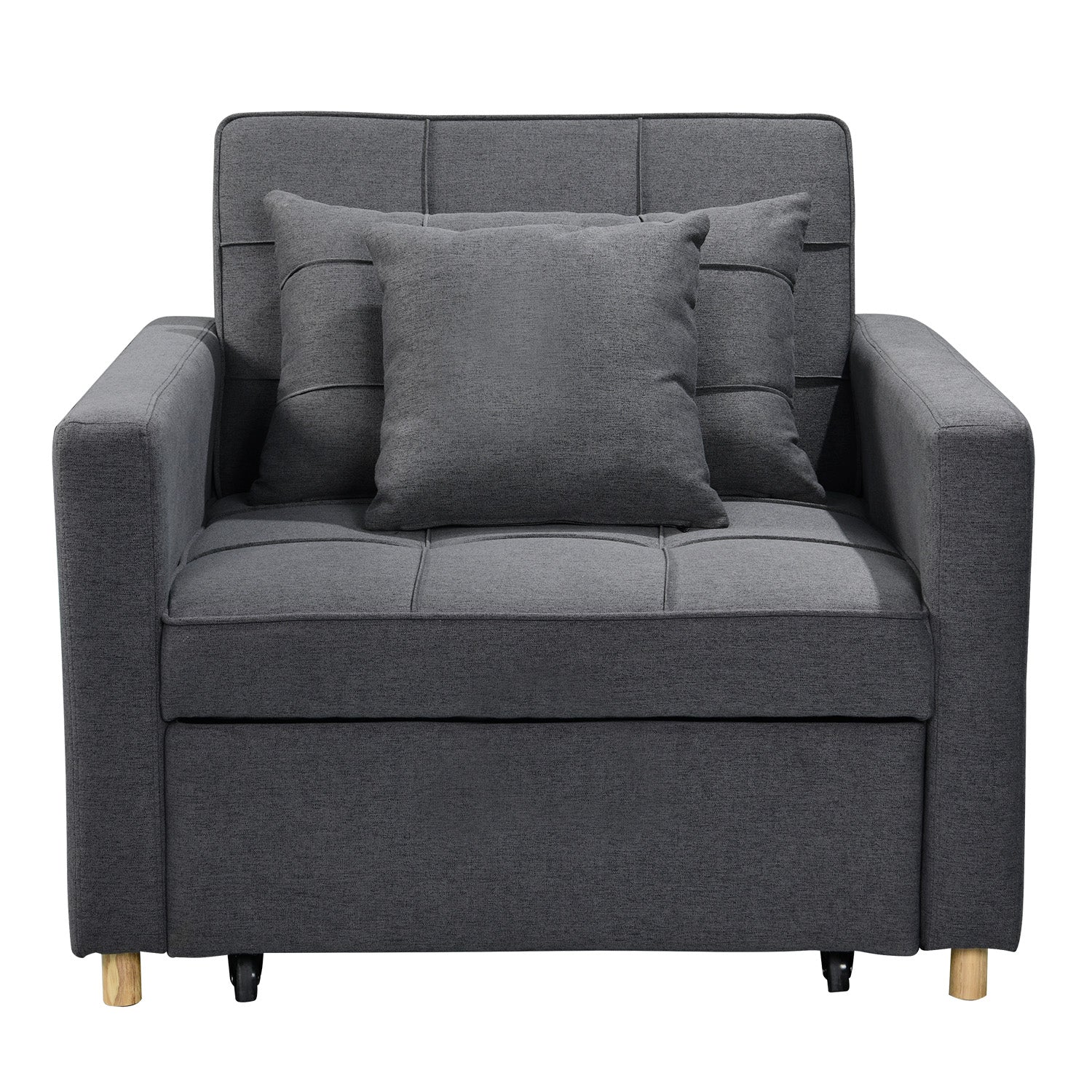Arm Chairs & Recliners: Sarantino Suri 3-in-1 Convertible Lounge Chair Bed - Dark Grey