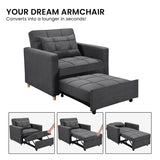 Arm Chairs & Recliners: Sarantino Suri 3-in-1 Convertible Lounge Chair Bed - Dark Grey