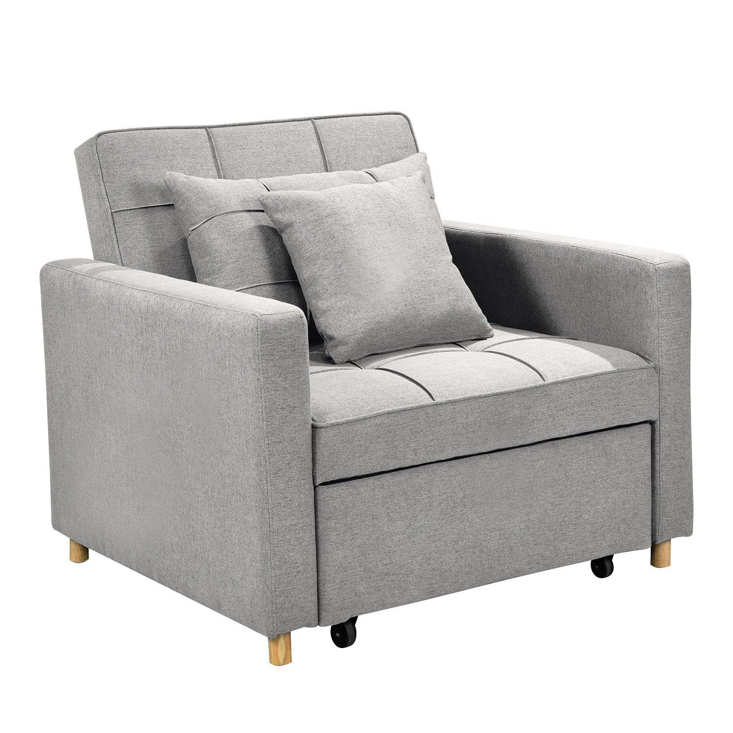 Arm Chairs & Recliners: Sarantino Suri 3-in-1 Convertible Sofa Chair Bed Lounger - Light Grey