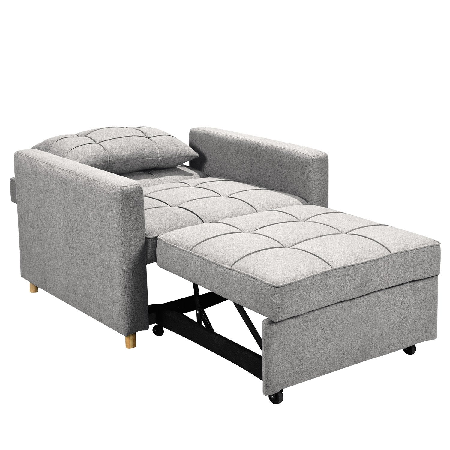 Arm Chairs & Recliners: Sarantino Suri 3-in-1 Convertible Sofa Chair Bed Lounger - Light Grey