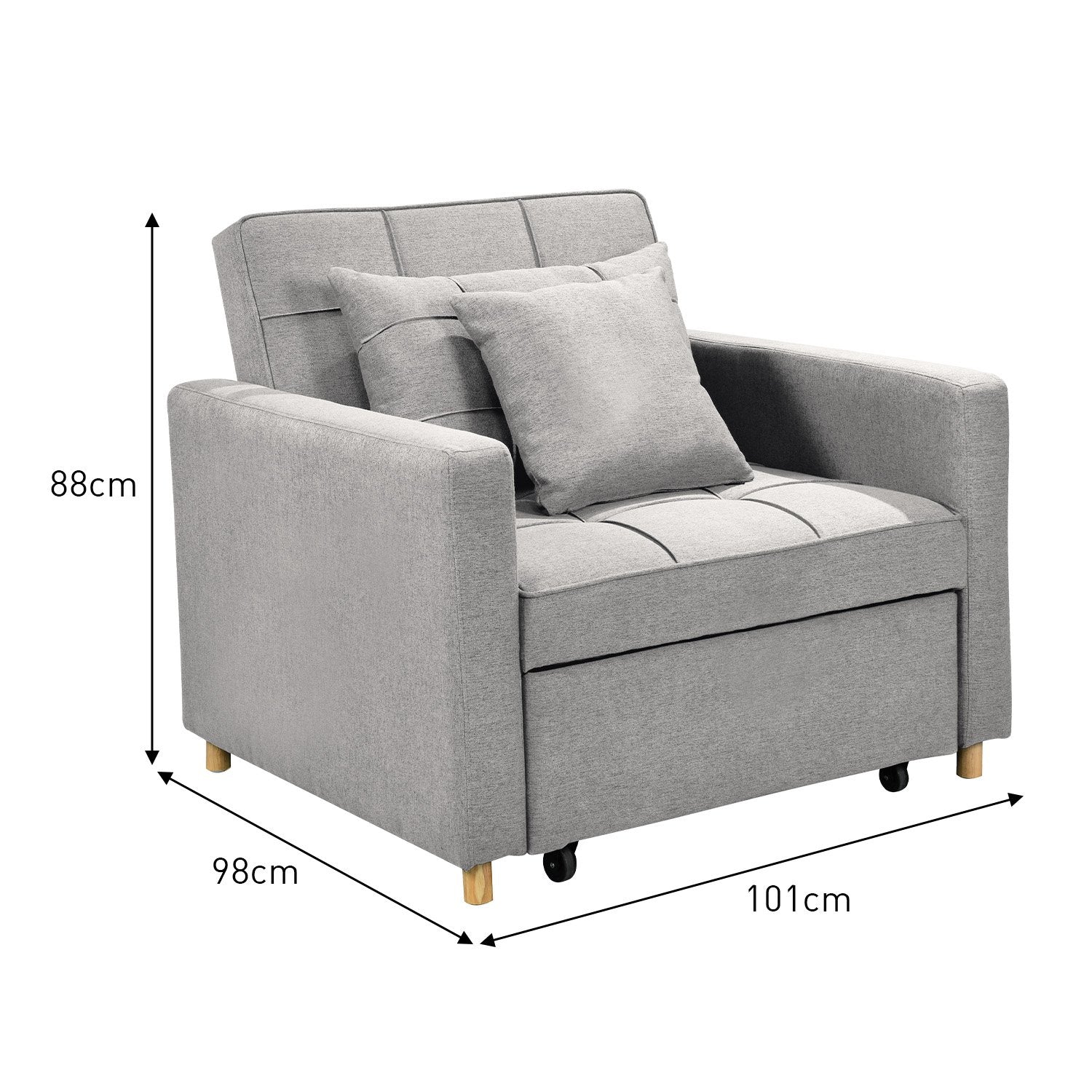 Arm Chairs & Recliners: Sarantino Suri 3-in-1 Convertible Sofa Chair Bed Lounger - Light Grey