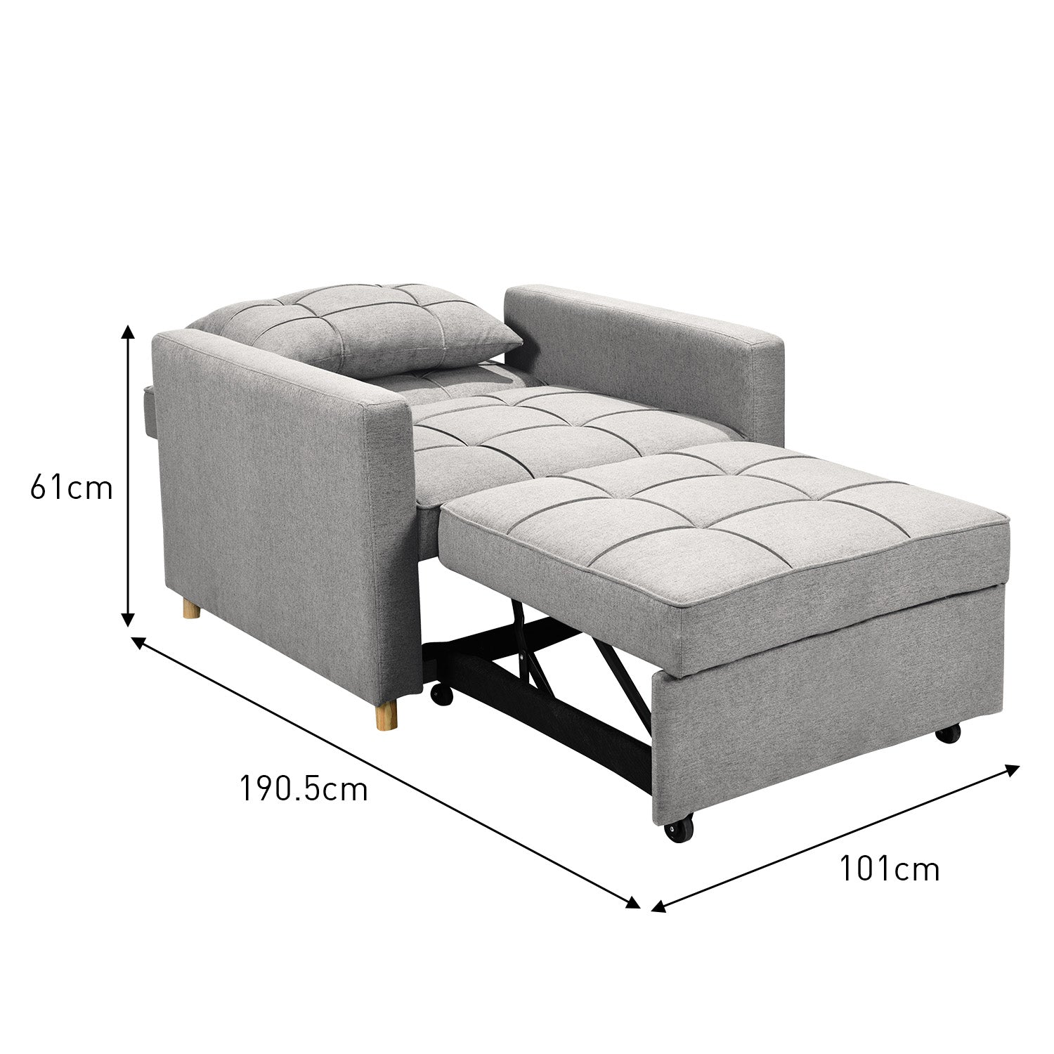 Arm Chairs & Recliners: Sarantino Suri 3-in-1 Convertible Sofa Chair Bed Lounger - Light Grey