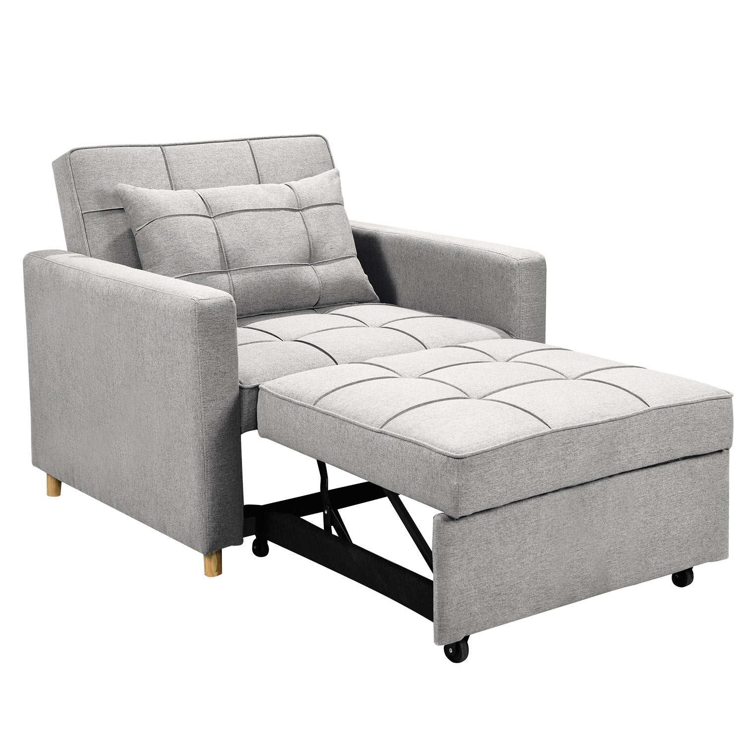 Arm Chairs & Recliners: Sarantino Suri 3-in-1 Convertible Sofa Chair Bed Lounger - Light Grey