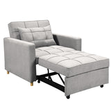 Arm Chairs & Recliners: Sarantino Suri 3-in-1 Convertible Sofa Chair Bed Lounger - Light Grey