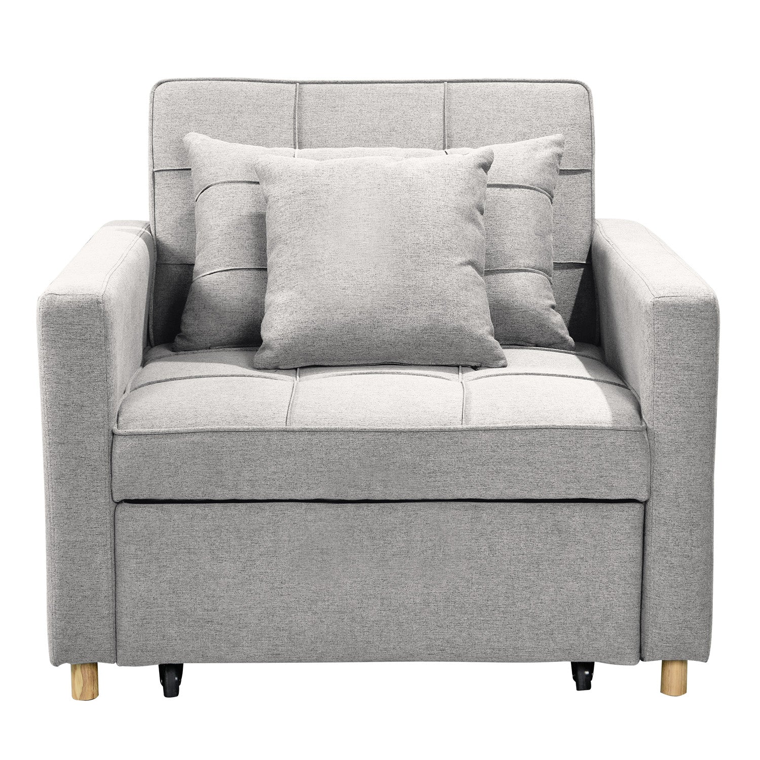 Arm Chairs & Recliners: Sarantino Suri 3-in-1 Convertible Sofa Chair Bed Lounger - Light Grey