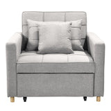 Arm Chairs & Recliners: Sarantino Suri 3-in-1 Convertible Sofa Chair Bed Lounger - Light Grey