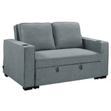 Arm Chairs & Recliners: Sarantino Hoffman Linen Sofa Bed with Cushions & Cup Holders Airforce Blue