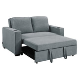 Arm Chairs & Recliners: Sarantino Hoffman Linen Sofa Bed with Cushions & Cup Holders Airforce Blue