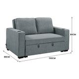 Arm Chairs & Recliners: Sarantino Hoffman Linen Sofa Bed with Cushions & Cup Holders Airforce Blue
