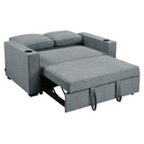 Arm Chairs & Recliners: Sarantino Hoffman Linen Sofa Bed with Cushions & Cup Holders Airforce Blue