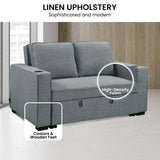 Arm Chairs & Recliners: Sarantino Hoffman Linen Sofa Bed with Cushions & Cup Holders Airforce Blue