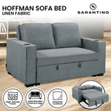 Arm Chairs & Recliners: Sarantino Hoffman Linen Sofa Bed with Cushions & Cup Holders Airforce Blue