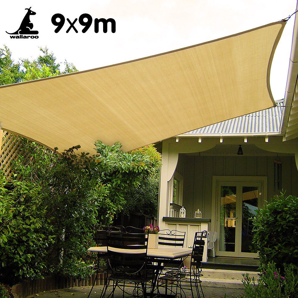 Boating Accessories: Wallaroo Square Shade Sail - 9m x 9m - Sand
