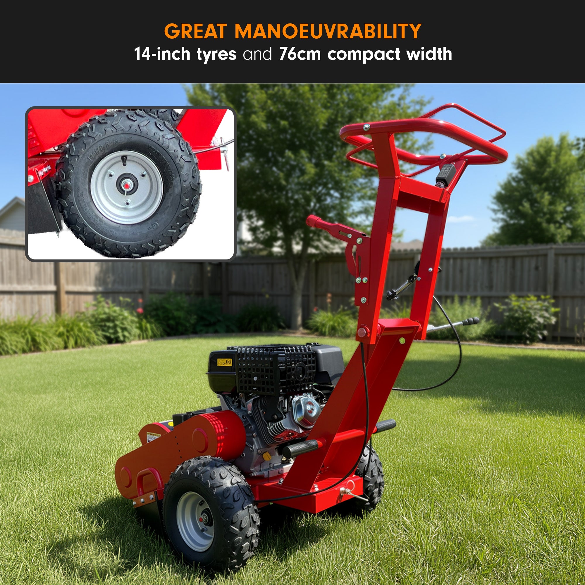 Ducar Stump Grinder 457cc 18HP Petrol Engine with Key Start & Tungsten Carbide Teeth