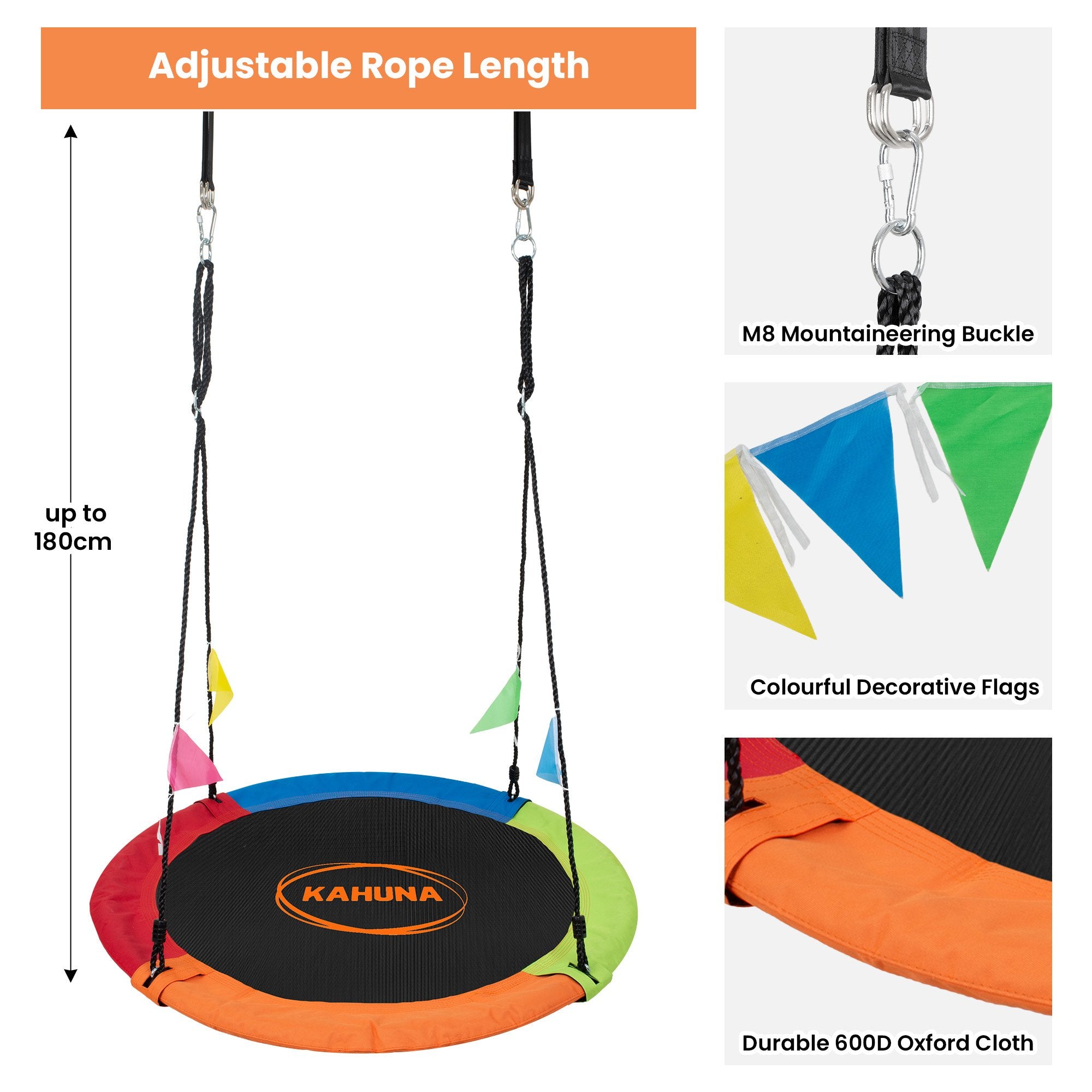 Outdoor Play Equipment: Kahuna Kids 1.2m Tree Saucer Swing Set Round 400kg With Straps Capacity Outdoor