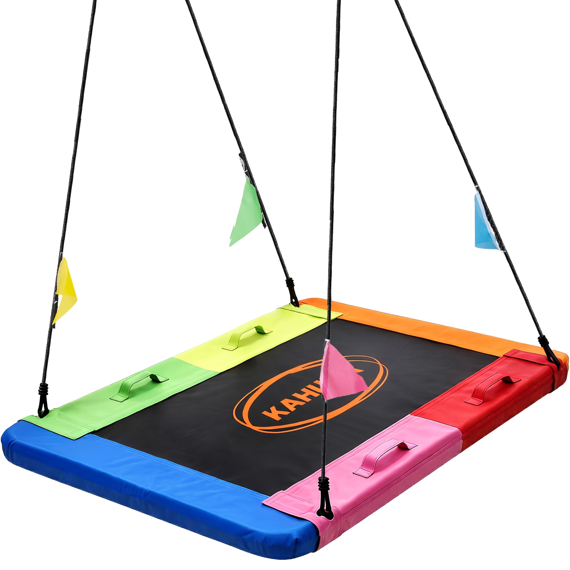 Kahuna Heavy Duty 60 Inch Rectangular Tree Swing With Adjustable 180cm Lifting Ropes Foam Padded Tubes And Full Accessory Kit For Backyard Family Use