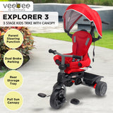 Outdoor Play Equipment: Veebee Explorer 3-stage Kids Trike With Canopy - Red