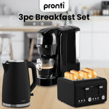 Kettles: Pronti Breakfast Set with HomeMaid Coffee Machine, Silver Noir Toaster & Kettle