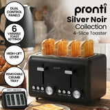 Kettles: Pronti Breakfast Set with 1.25L Coffee Machine, Silver Noir Toaster & Kettle