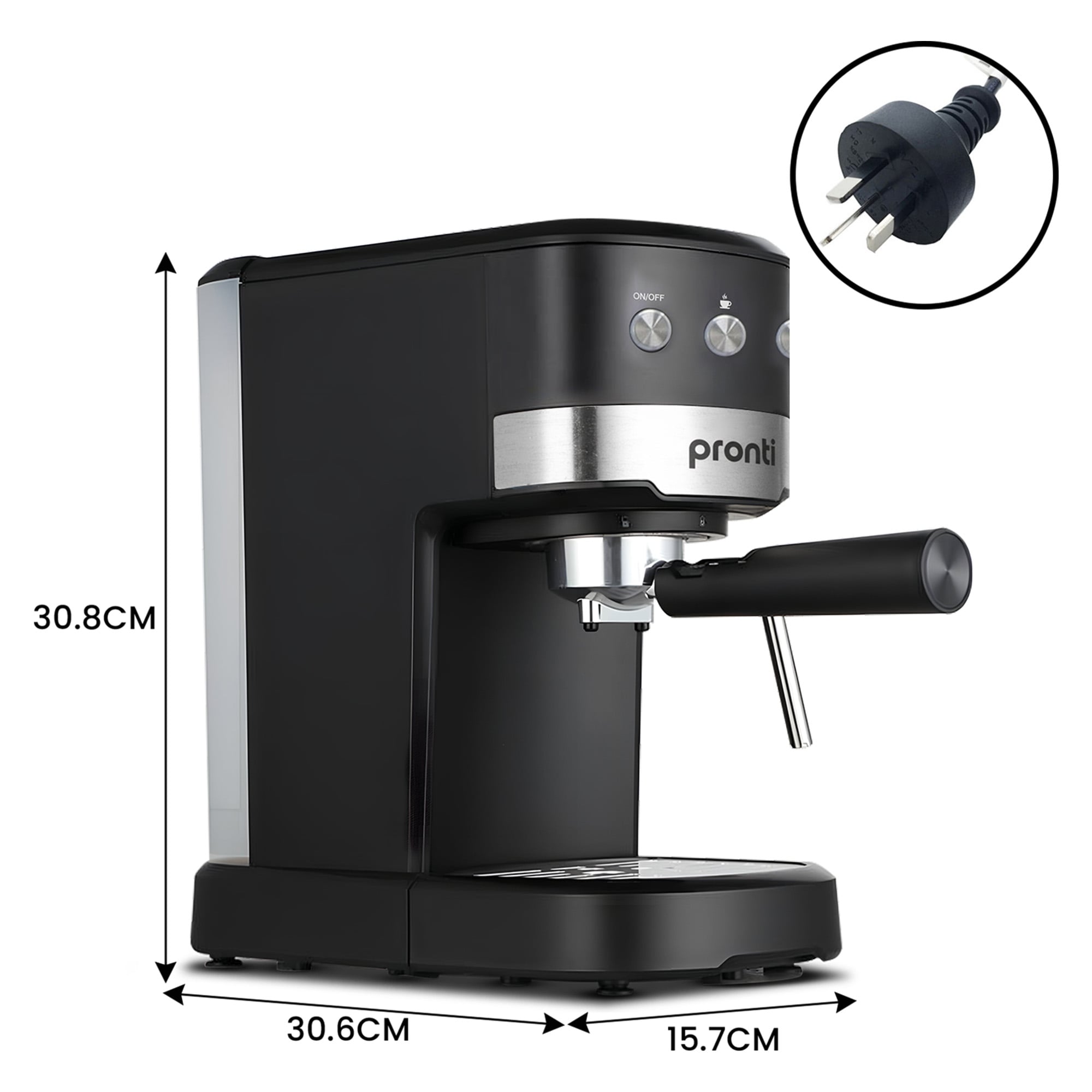 Kettles: Pronti Breakfast Set with 1.25L Coffee Machine, Silver Noir Toaster & Kettle