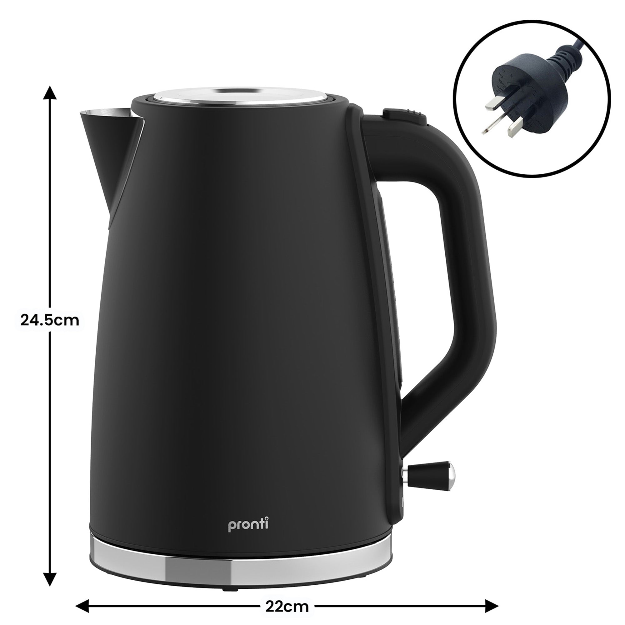 Kettles: Pronti Breakfast Set with 1.25L Coffee Machine, Silver Noir Toaster & Kettle