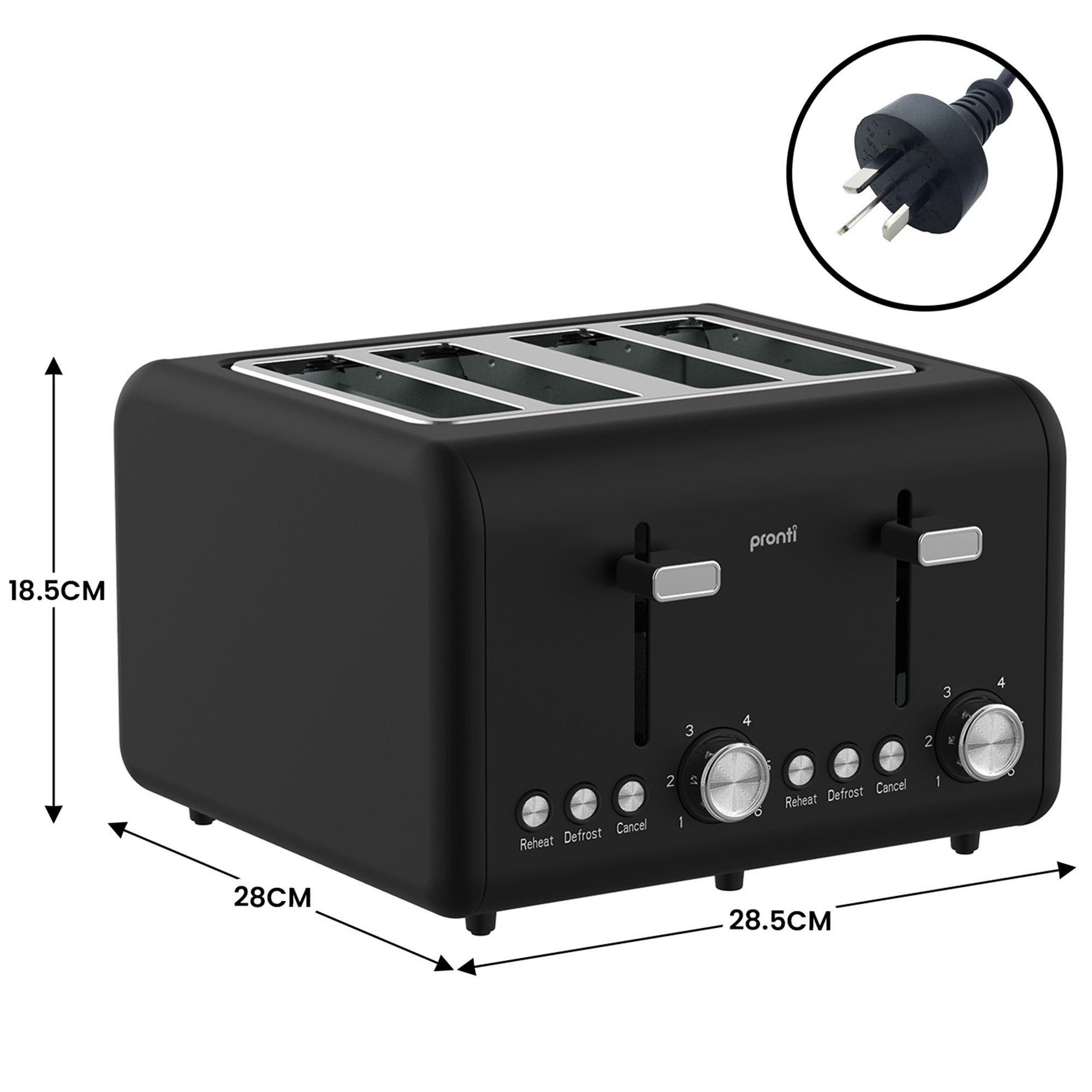 Kettles: Pronti Breakfast Set with 1.25L Coffee Machine, Silver Noir Toaster & Kettle