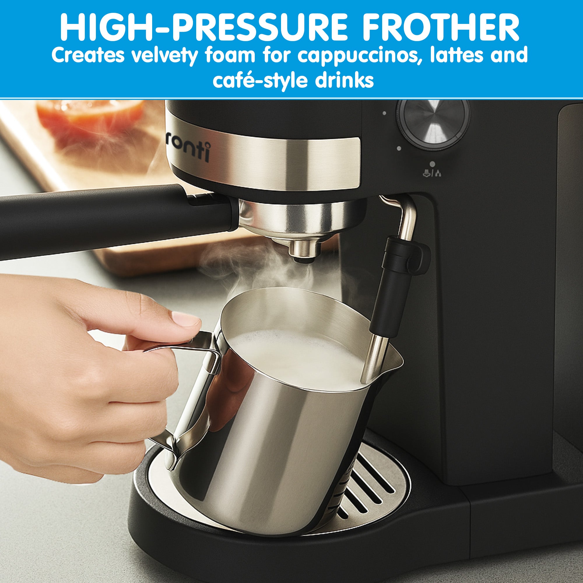 Kettles: Pronti Breakfast Set with 1.25L Coffee Machine, Silver Noir Toaster & Kettle