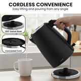 Kettles: Pronti Breakfast Set with 1.25L Coffee Machine, Silver Noir Toaster & Kettle