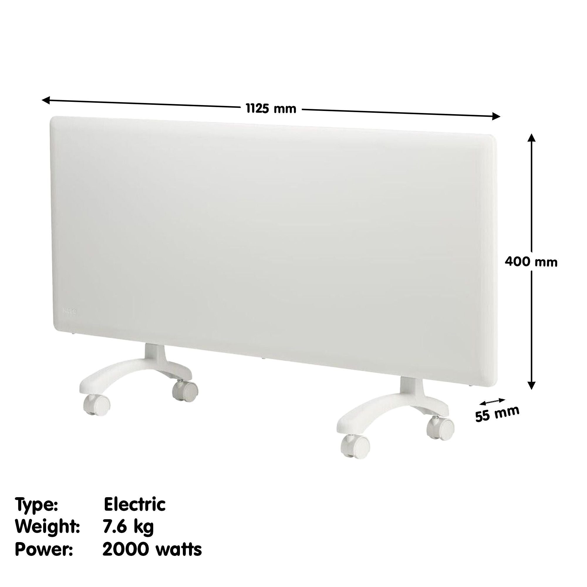Nobo 2000W T2-NTL4T20 Electric Panel Heater with Timer Tilt Switch Silent Operation & Allergy-Free - Refurbished