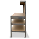 Work Benches: Kartrite 3-layered Work Bench Garage Storage Table Tool Shop Shelf Silver