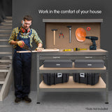 Work Benches: Kartrite 3-layered Work Bench Garage Storage Table Tool Shop Shelf Silver