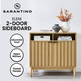 Side Tables: Sarantino Eleni 2-Door Sideboard Buffet Hallway Cabinet Storage Console Cupboard in Natural