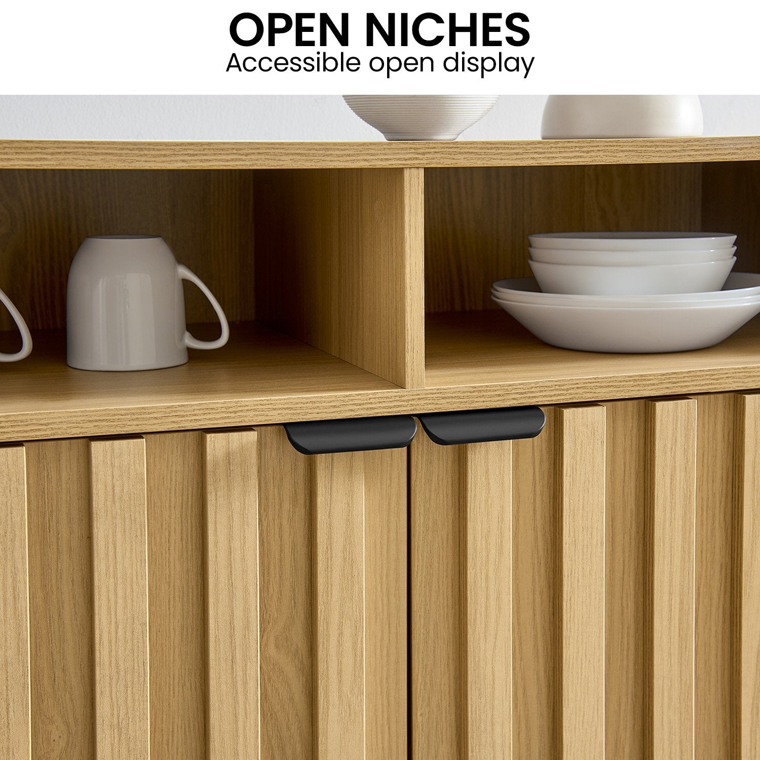Side Tables: Sarantino Eleni 2-Door Sideboard Buffet Hallway Cabinet Storage Console Cupboard in Natural