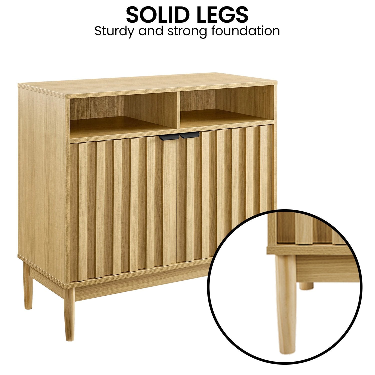 Side Tables: Sarantino Eleni 2-Door Sideboard Buffet Hallway Cabinet Storage Console Cupboard in Natural
