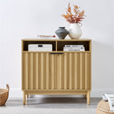 Side Tables: Sarantino Eleni 2-Door Sideboard Buffet Hallway Cabinet Storage Console Cupboard in Natural
