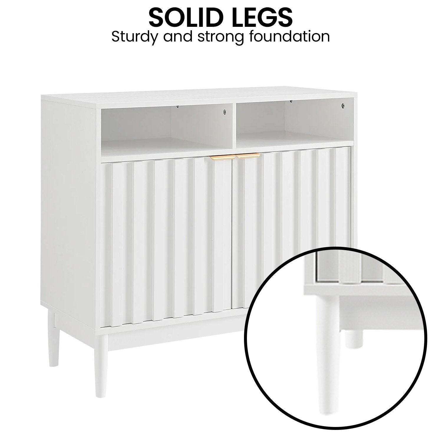 Side Tables: Sarantino Eleni 2-Door Sideboard Buffet Hallway Cabinet Storage Console Cupboard in White
