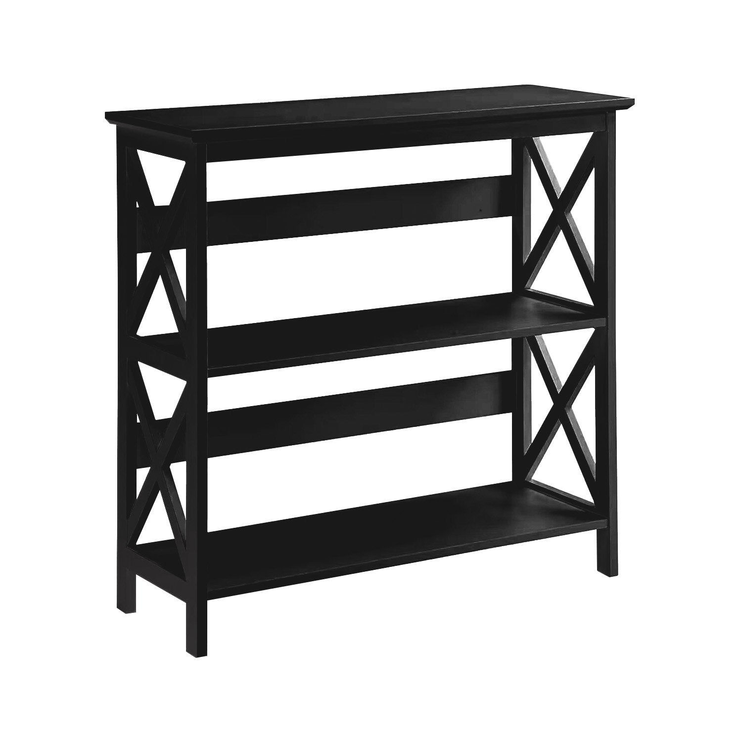 Bookcases & Shelves: Sarantino Lucas 3-Tier Bookshelf Display Rack in Black