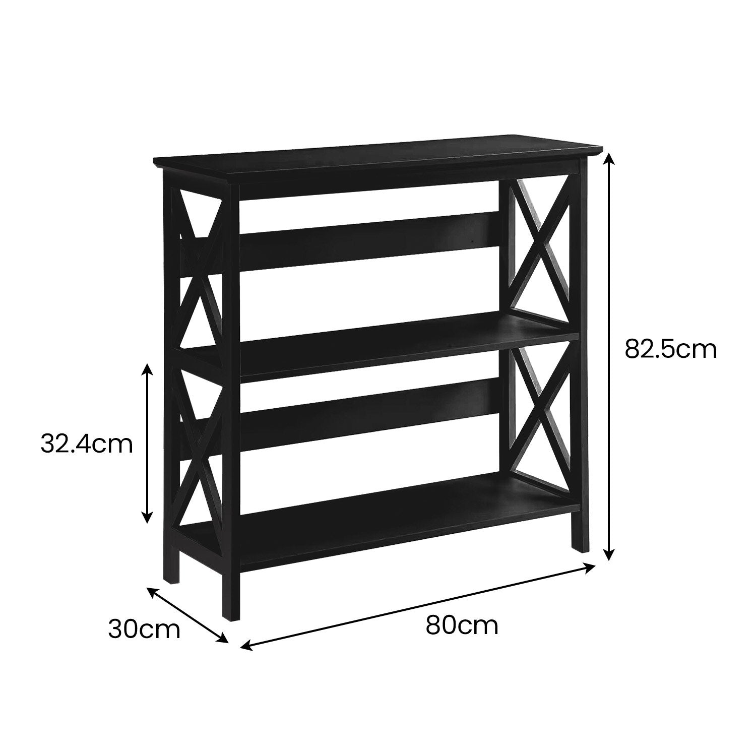 Bookcases & Shelves: Sarantino Lucas 3-Tier Bookshelf Display Rack in Black
