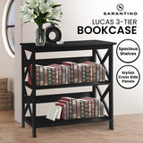 Bookcases & Shelves: Sarantino Lucas 3-Tier Bookshelf Display Rack in Black