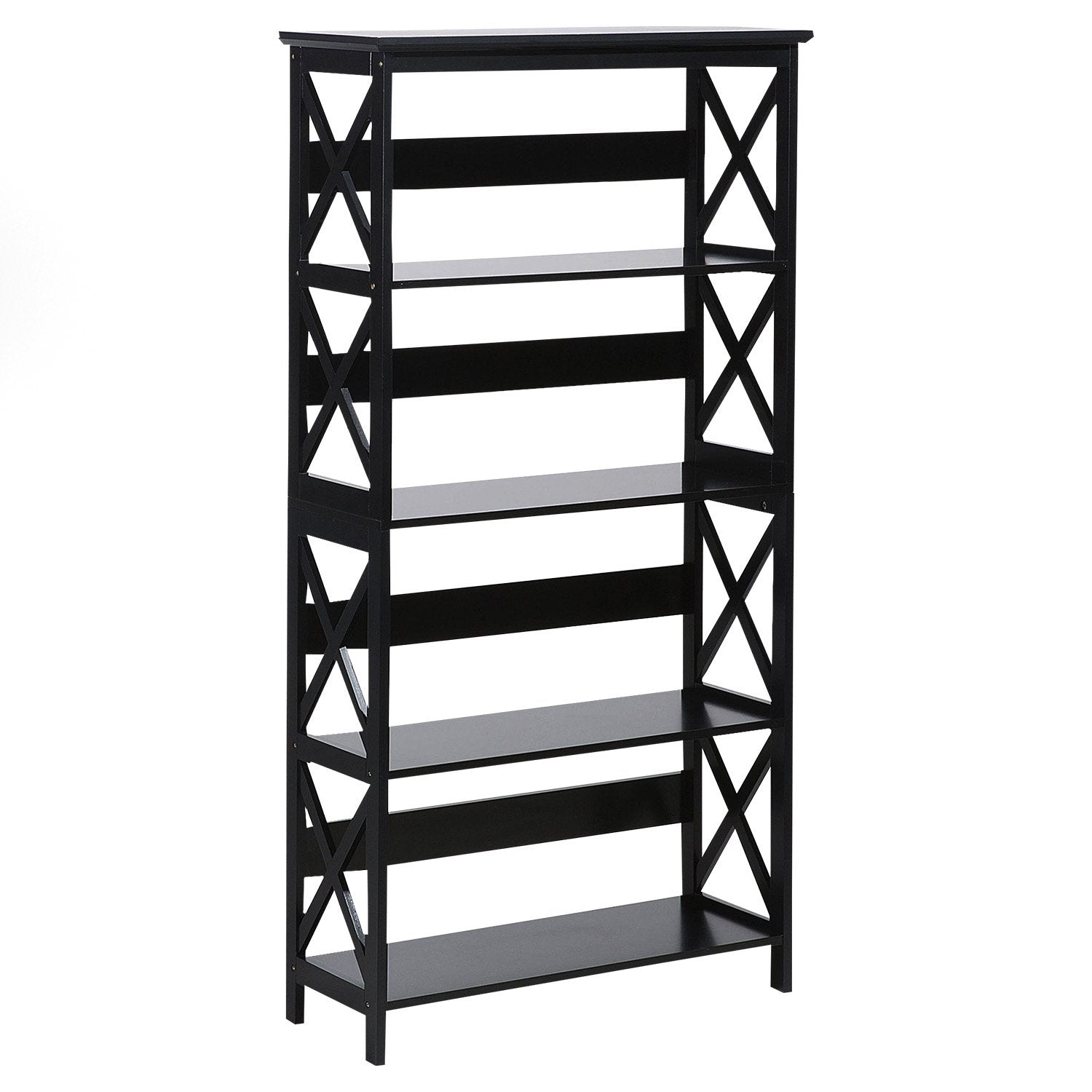 Bookcases & Shelves: Sarantino Daphne 5-tier Cross Panel Bookshelf