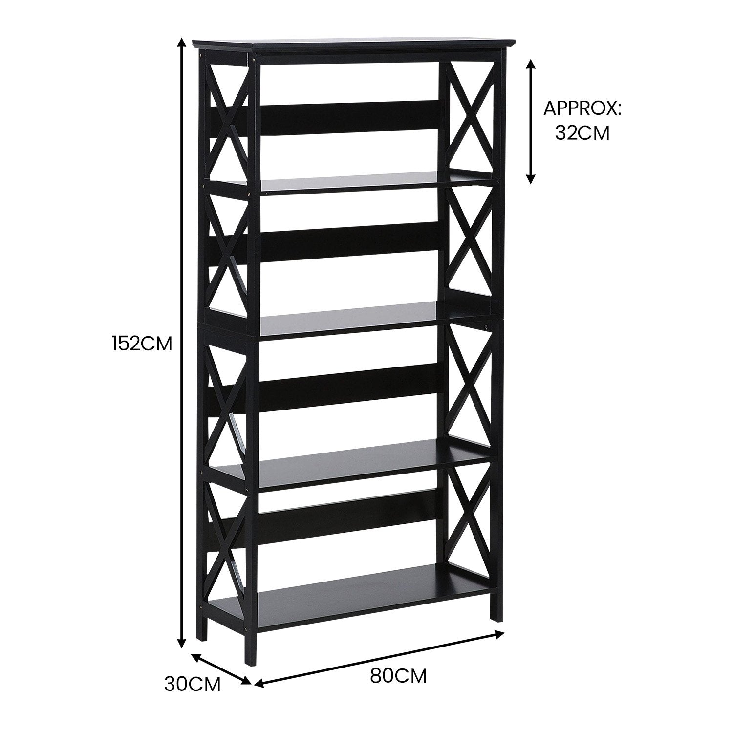 Bookcases & Shelves: Sarantino Daphne 5-tier Cross Panel Bookshelf